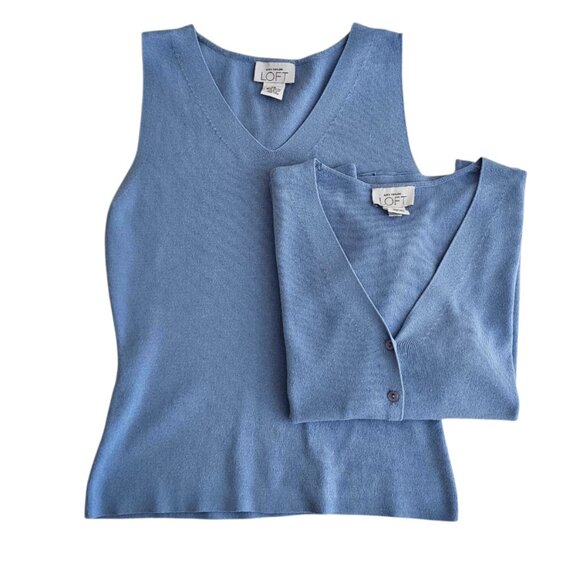 Ann Taylor Loft Cardigan & Sleeveless Top Set | Pre-Loved | XS | Bluish Gray - Picture 12 of 16